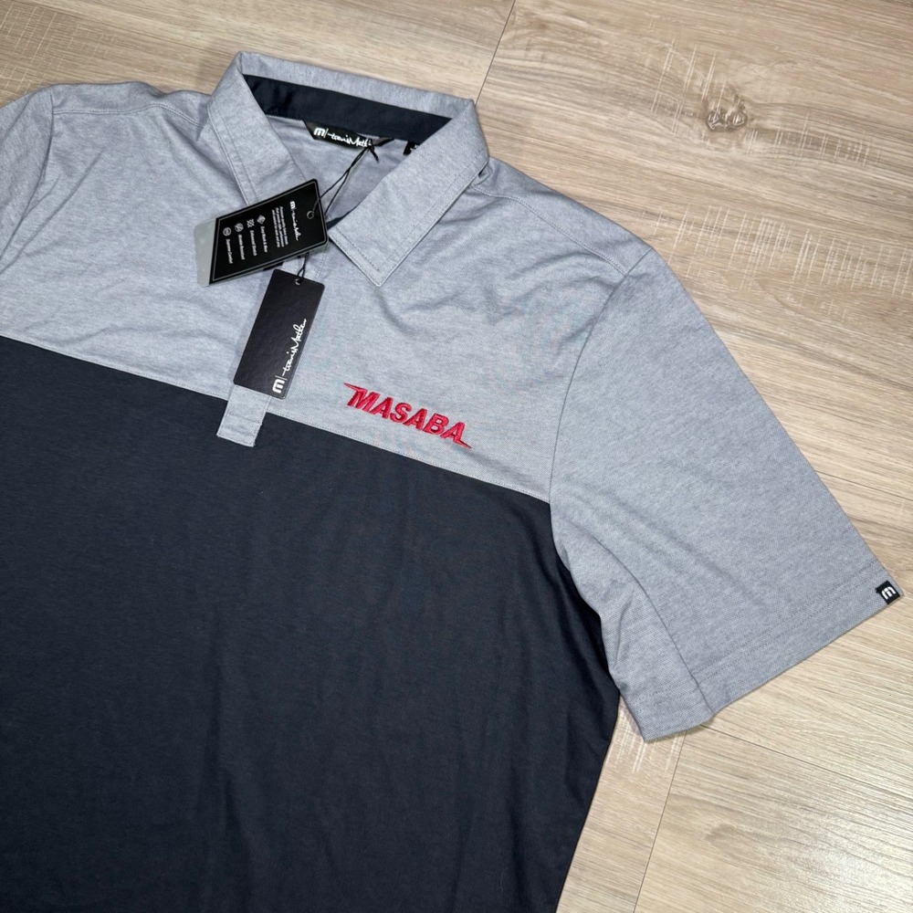Travis Mathew Oceanside Performance‎ Color Block Polo Shirt Mens XL Black Gray